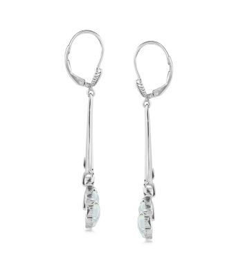 Sterling Silver White Mother of Pearl Open Pear Gemstone Lever Back Earrings