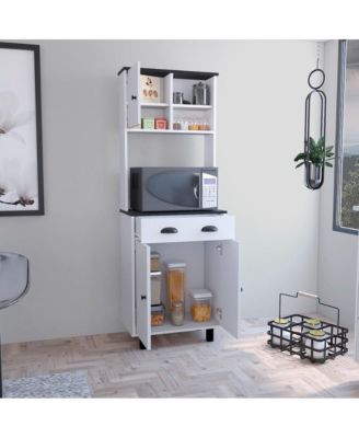 66.6"H x 23.6"W Laminated Particle Board 2 Cabinets, Drawer, Open Shelves Kitchen Pantry Cabinet