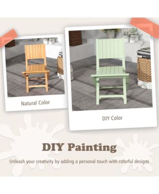 4 PCS Folding Patio Chairs with Inclined Backrest Teak Wood Outdoor Dining Chairs