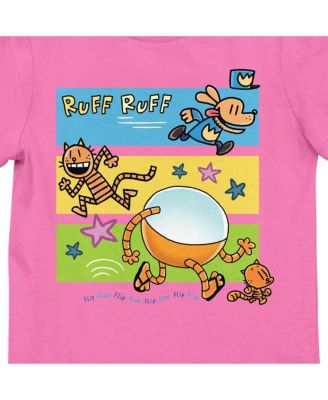 Li'l Petey and 80-HD running on Pink Short Sleeve Girls T-Shirt-XL