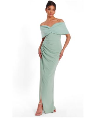Women's Scuba Crepe Bardot Wrap Maxi Dress