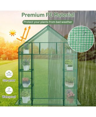 Portable Mini Walk In Outdoor 4 Tier 8 Shelves Greenhouse