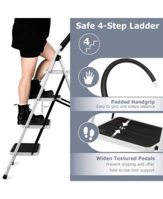 4 Step Ladder Folding Stool Heavy Duty 330Lbs Capacity Industrial Lightweight