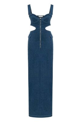 Women's Sosa Denim Maxi Dress - Stylish Cutout Jean Dress