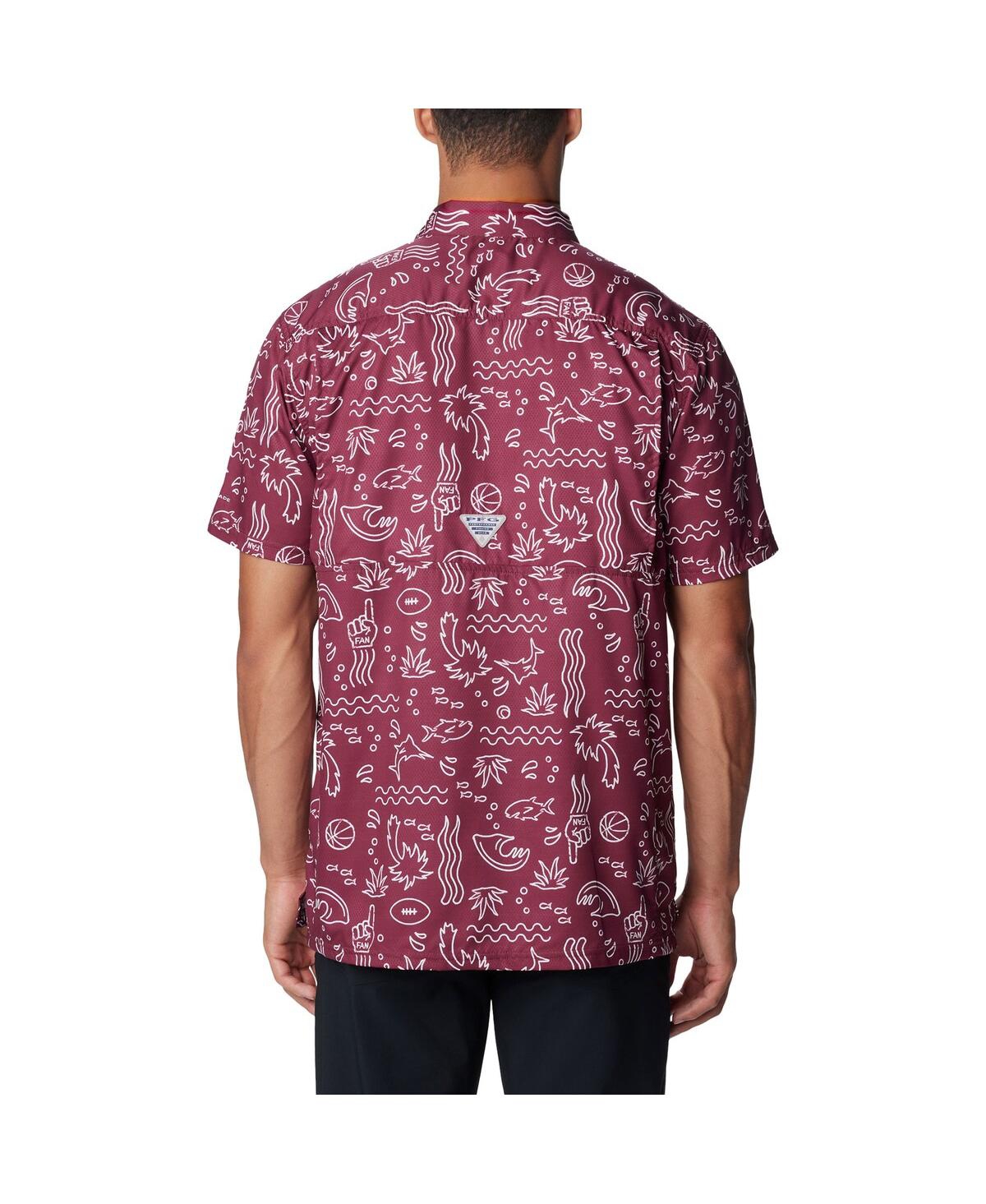 Columbia Men's Garnet Florida State Seminoles Super Slack Tide Omni-wick Button-up Shirt In Burgundy