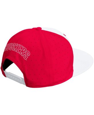 Men's and Women's White/Scarlet Nebraska Huskers Performance Flat Bill Adjustable Hat