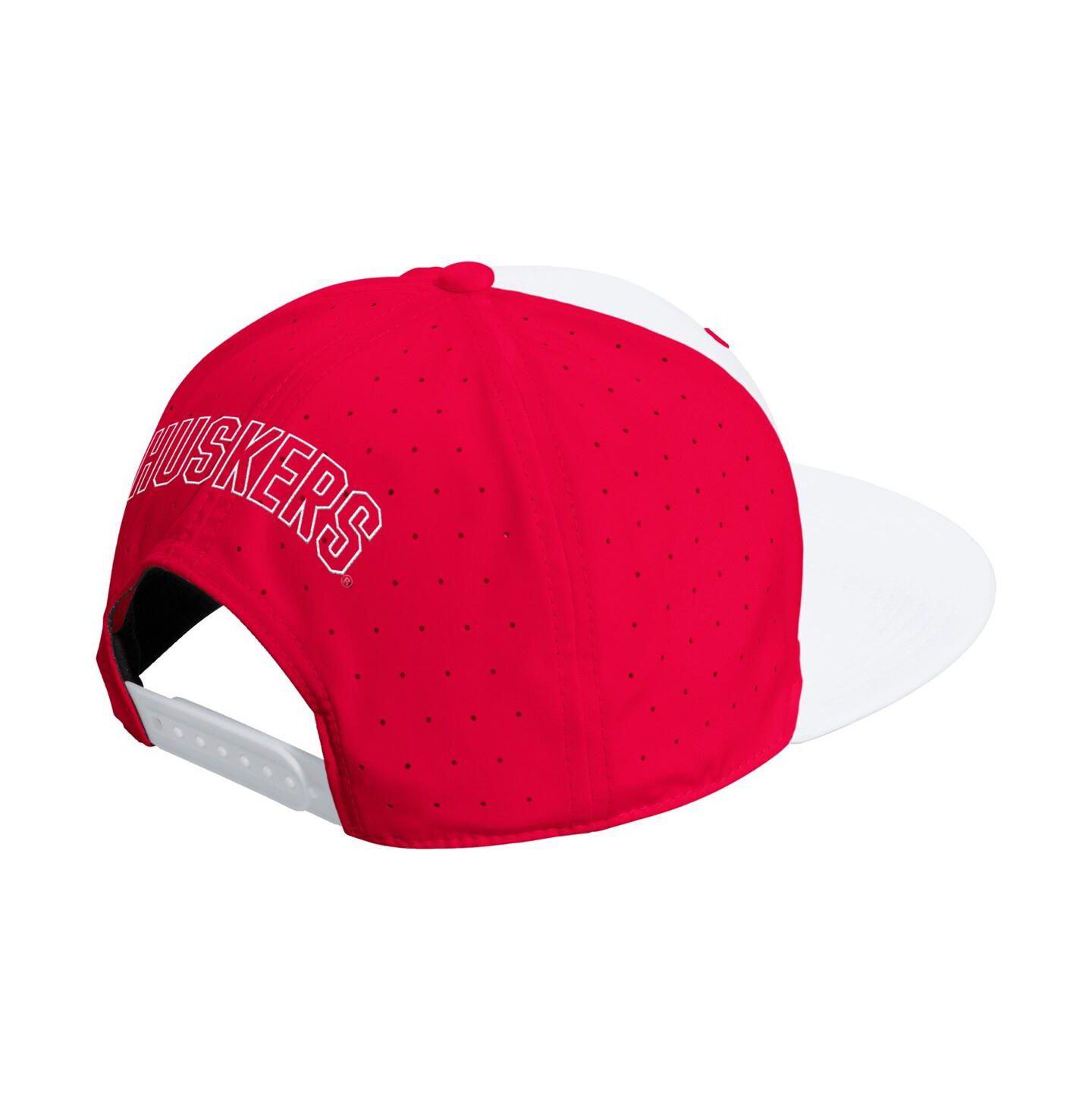 Кепка adidas White/Scarlet Nebraska Huskers Performance Flat Bill Adjustable Hat — фото 2