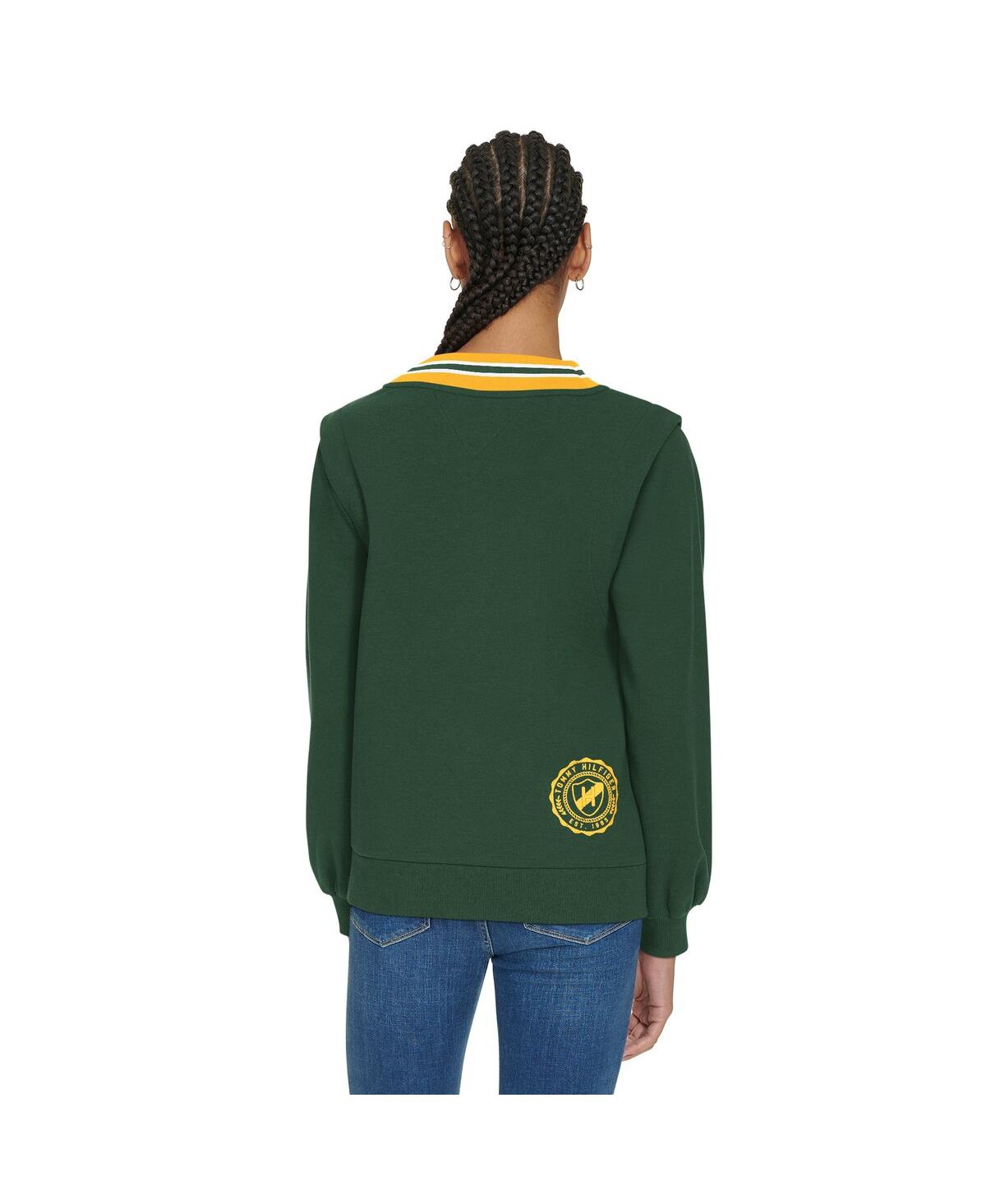 Tommy Hilfiger Women's Green Bay Packers Alice V-Neck Pullover Sweatshirt