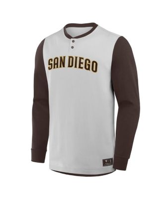 Men's Gray/Brown San Diego Padres Clubhouse Long Sleeve Henley Shirt