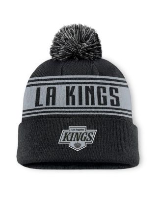 Fanatics - Men's Black Los Angeles Kings Fundamental Cuffed with Pom Knit Hat