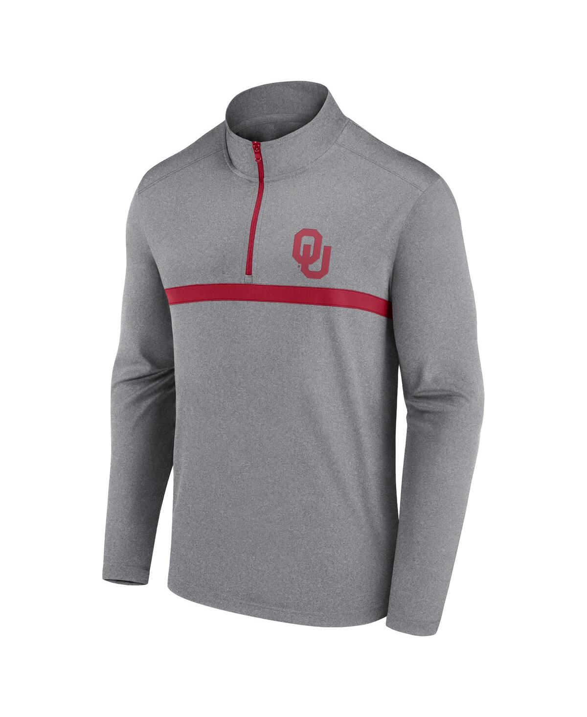 Fanatics Unlabeled Men's Heather Gray Oklahoma Sooners Head-to-head Quarter-zip Pullover Sweatshirt In Gray