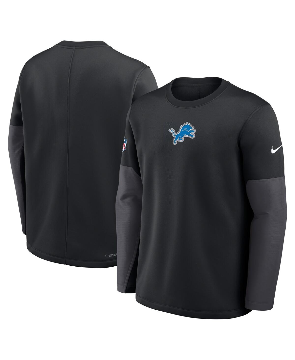 Nike Black Detroit Lions Sideline Scripted To Win Performance Long Sleeve T-shirt In Black