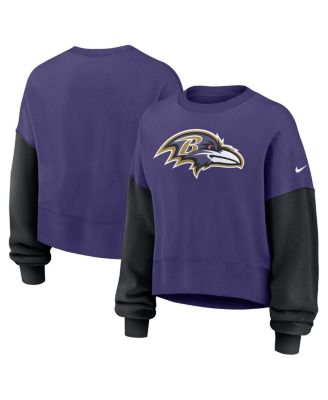 Women's Purple Baltimore Ravens Oversized Color Block Pullover Sweatshirt