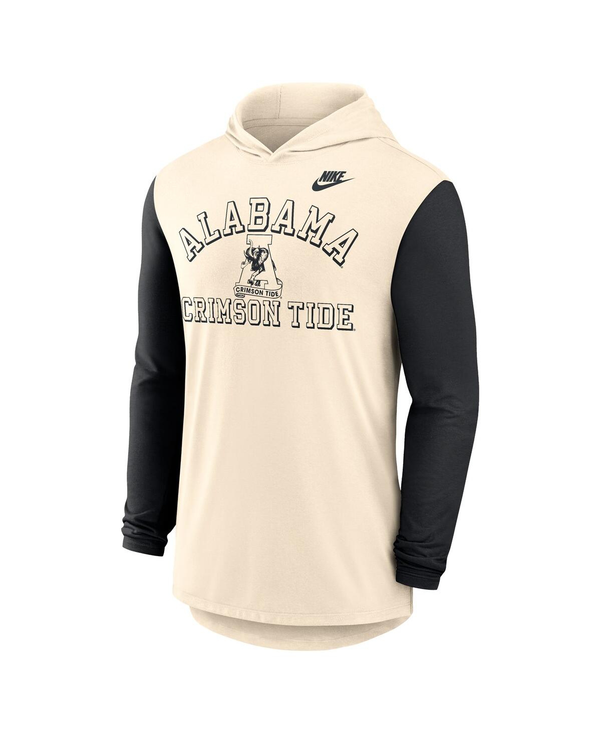 Nike Men's Natural/black Alabama Crimson Tide Legacy Color-block Tri-blend Performance Long Sleeve Hoodie In Neutral