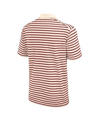 Men's Tan/Crimson Oklahoma Sooners Striped Primary Logo Performance Polo Shirt