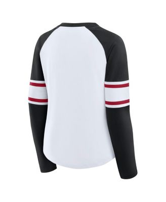 Women's White/Black Atlanta Falcons Redzone Blitz Package Raglan Lace-Up V-Neck Long Sleeve T-Shirt