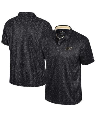 Colosseum - Men's Black Purdue Boilermakers Football Print Polo Shirt