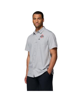Men's Gray Ohio State Buckeyes Slack Tide Camp Button-Up Shirt
