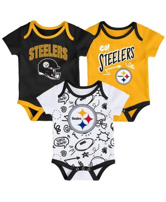 Outerstuff - Baby Boys and Girls 3-Piece Pittsburgh Steelers All Day Play Bodysuit Set