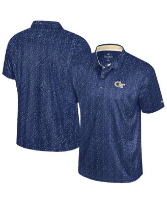 Colosseum - Men's Black Georgia Tech Yellow Jackets Football Print Polo Shirt