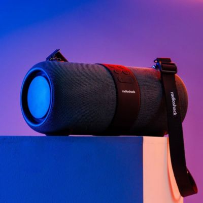 Portable Bluetooth Speaker 14W IPX6 in Rugged Style with RGB Lights FM Radio and TWS for Pairing Blue