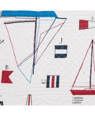 Windward Port Sail Boat Nautical Cotton Quilted Reversible Patriotic Placemats Set of 6, 13" x 19"