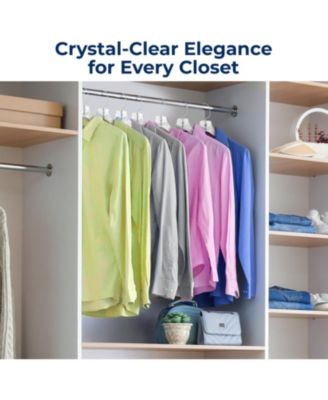 50 Pcs. Clear Plastic Hangers &amp;#x2013; Non-Slip, Crystal-Cut, Durable &amp; Space-Saving Invisible Hangers for Suits &amp; Clothing (Transparent