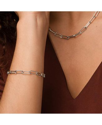 Sterling Silver 18k Gold Plated Amelia Chain Statement Bracelet, Necklace & Mismatching Chain Earrings Set