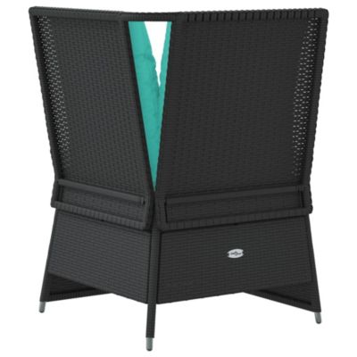 Patio Sofa Black PE rattan Compact Adjustable Feet Patio Sofa