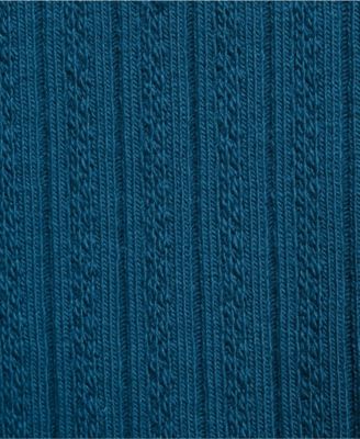 Women's Long Sleeve Pointelle Rib Keyhole Polo Top