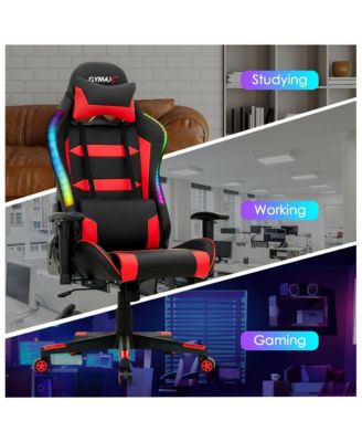 Gaming Chair Adjustable Swivel Computer Chair with LED Lights & Remote