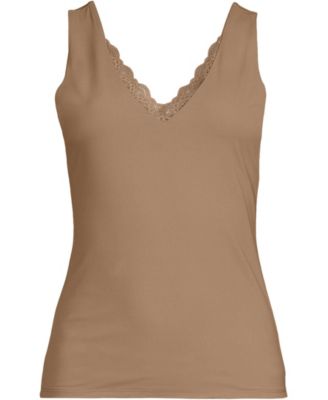 Women's Tugless Double Layer Lace V-Neck Tank Top