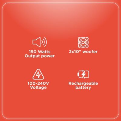 Dual 10-Inch 2-Way Rechargeable Battery Speaker Box Portable