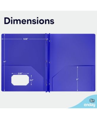 Plastic Folders with Pockets and Prongs, Black Two Pocket Folder with Brads, 6 Pc –by Enday