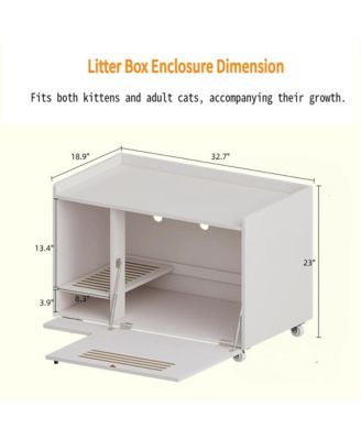 White Hidden Litter Box Cabinet with Storage Bench