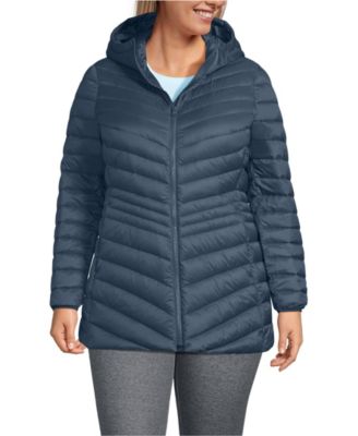 Plus Size Wanderweight Packable Down Hooded Long Jacket