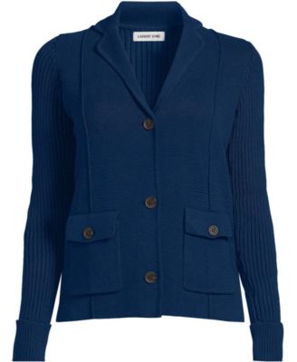 Women's Plus Size Drifter Ribbed Collared Blazer Sweater