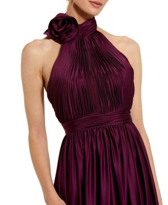 Women's Rosette Halter Chiffon Evening Gown