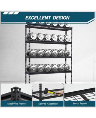 Garage Shelving Heavy Duty, Storage Shelves 2500Lbs Capacity, Adjustable Metal Shelving Unit, 5 Tier Industrial Shelves