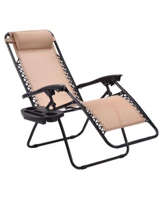 2PCS Zero Gravity Chairs Lounge Patio Folding Recliner Outdoor