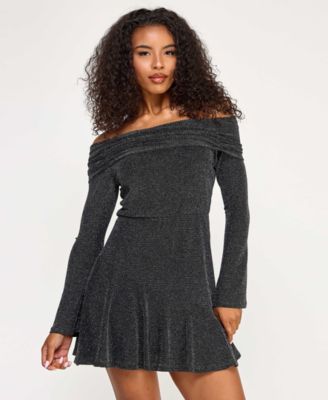 Juniors' Off-the-Shoulder Metallic Dress