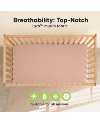 Lyra Muslin Crib Sheets for Boys, Girls, 2pk 52x28 Cotton Baby Crib Mattress Sheets Fitted, Soft, Breathable