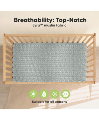 Lyra Muslin Crib Sheets for Boys, Girls, 2pk 52x28 Cotton Baby Crib Mattress Sheets Fitted, Soft, Breathable