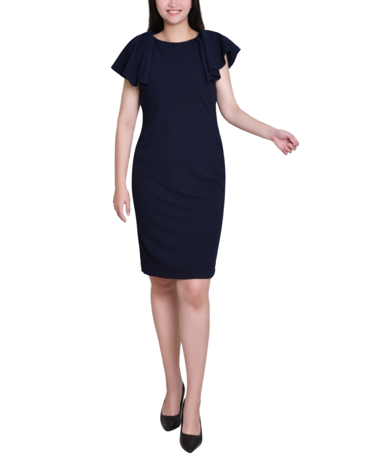 Ny Collection Women's Flutter Sleeve Sheath Dress In Blue