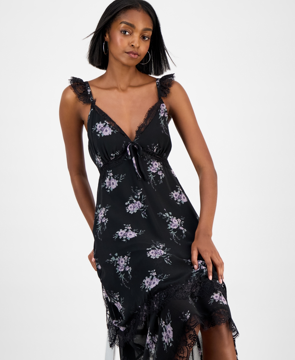 And Now This Women's Textured Slip Dress, Macy's Exclusive In Black