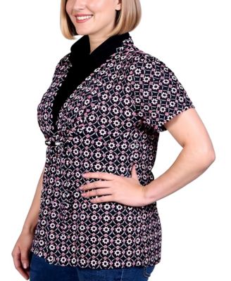 Plus Size Short Sleeve Cowl Neck Top