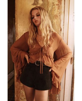 Women's Distressed Faux Leather Hotpants