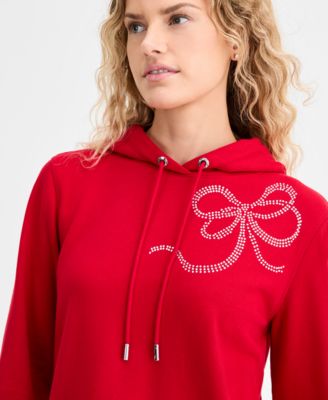 Women's Embellished Bow Hooded Sweatshirt