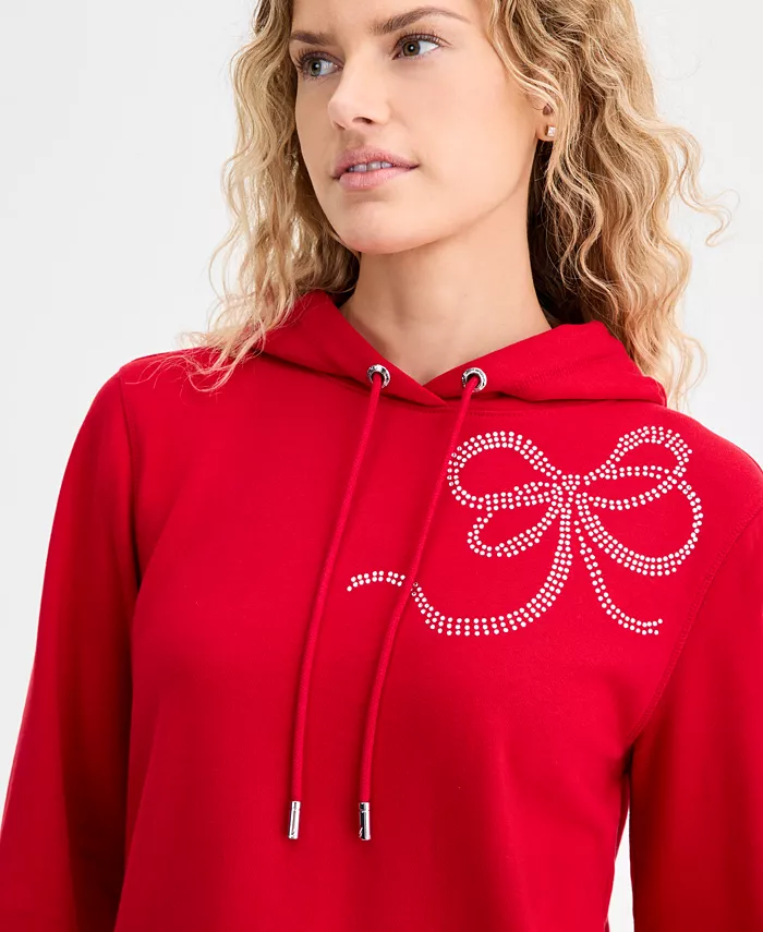 Nautica Women's Embellished Bow Hooded Sweatshirt - thumbnail 3
