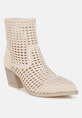 Rag and Co Womens Artisole Woven Pleather Block Boots